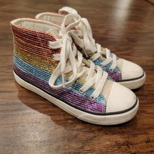 Girls sparkly rainbow shoes